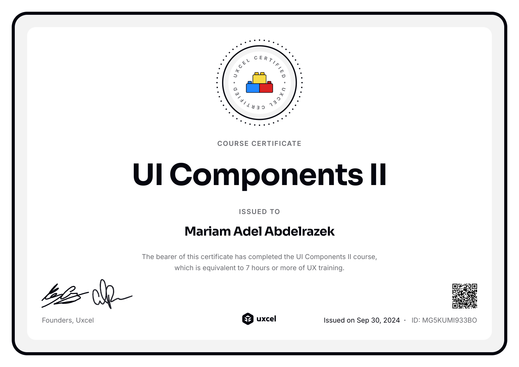 Mariam Adel Abdelrazek's certificate